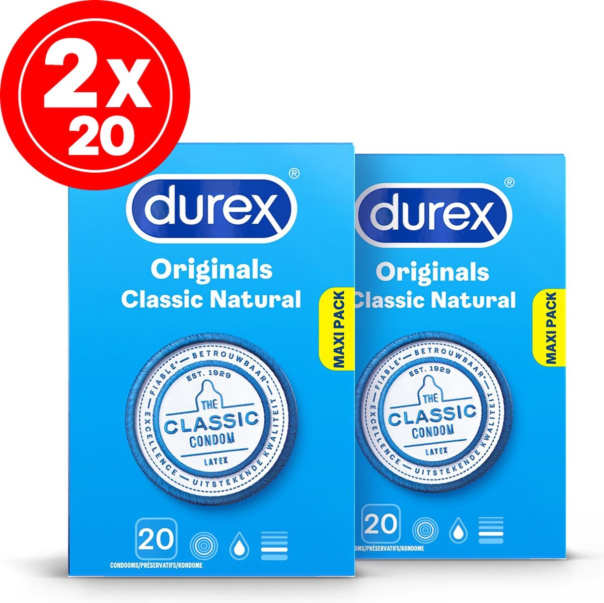 Durex Classic Natural - 2 x 20 stuks