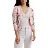 Ted Baker Meralll Woven Front Printed Cardigan Rose Taille: 36