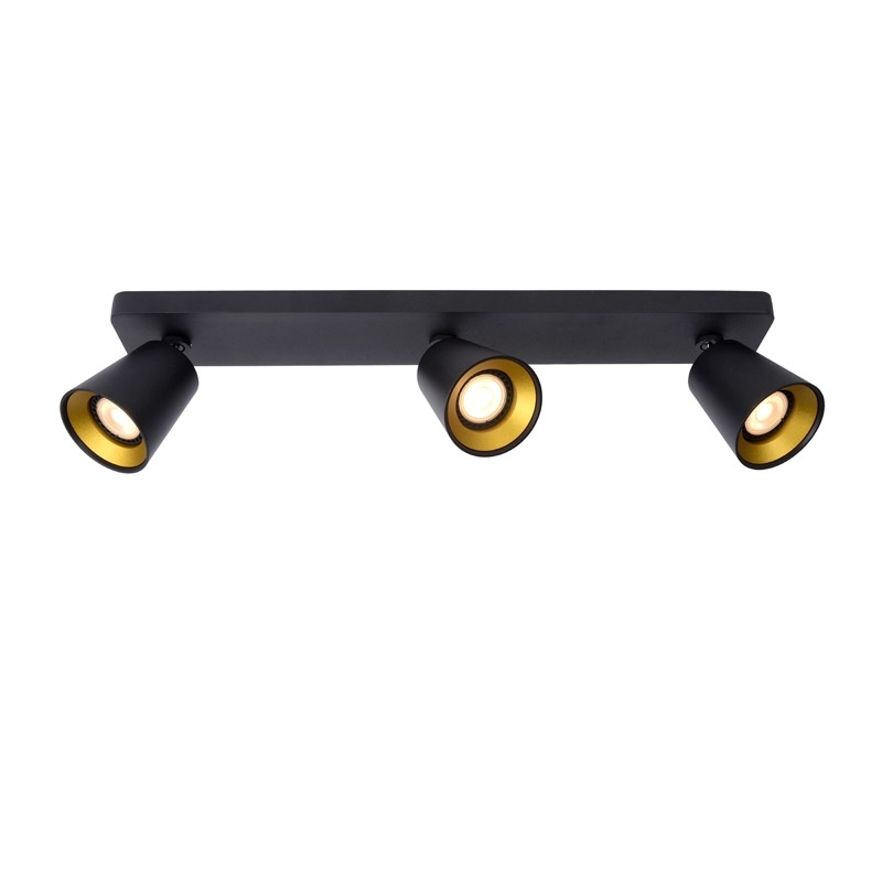 Lucide TURNON - Plafondspot - LED Dim to warm - GU10 - 3x5W 2200K/3000K - Zwart