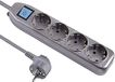 Electraline 62060 Stekkerdoos 4 voudig met Schakelaar, Kabel 1.5 M, Meervoudige Stekkerdoos, Tafelstekkerdoos, Zilver