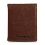 Lucky Brand Herenportemonnee met drie kleppen en L-vouw, glad leer - bruin, L-Fold