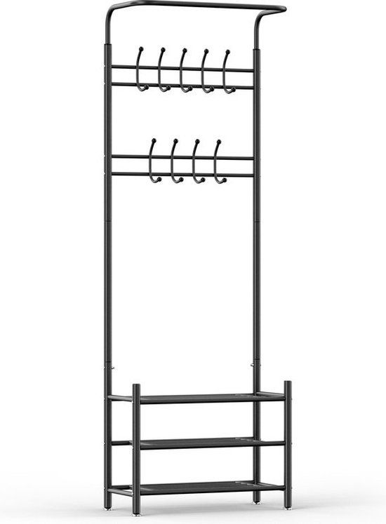 O'Daddy O'DADDY Kapstok garderoberek schoenenrek in 1 staand (190x30x66cm) Zwart