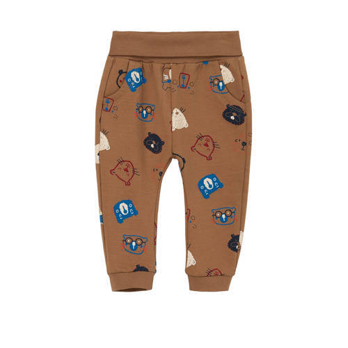 s.Oliver s.Oliver baby broek met all over print lichtbruin/meerkleurig