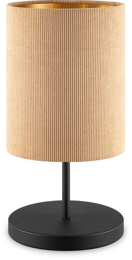 Home Sweet Home Scandinavische stijl Tafellamp - Corduroy Lampenkap - Cilinder - Karamel - ø20 x 40 cm - E27 Fitting