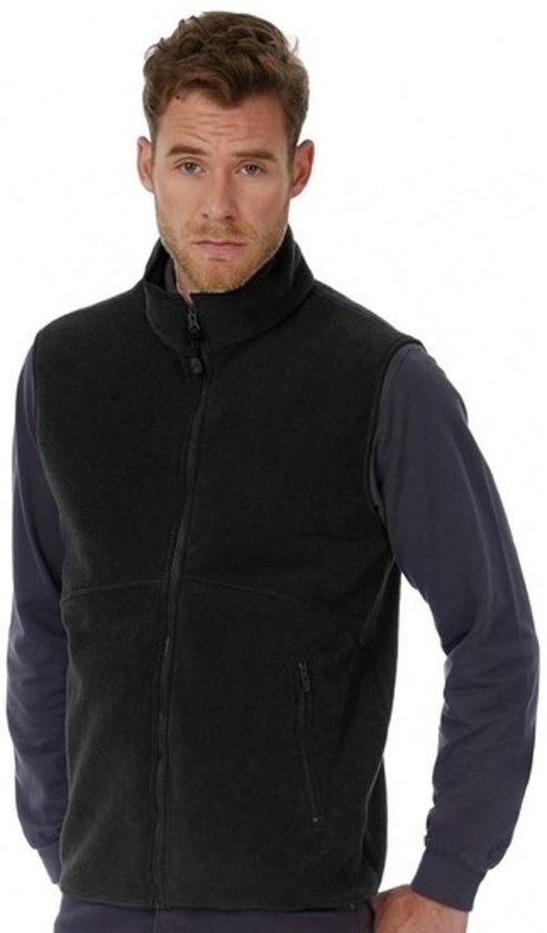 B&C Fleece casual bodywarmer zwart voor heren - Outdoorkleding wandelen/zeilen - Mouwloze vesten L (40/52