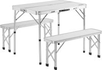 Casaria Campingtafel Aluminium – Incl. 2 Banken/Inklapbaar - Wit