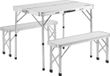 Casaria Campingtafel Aluminium – Incl. 2 Banken/Inklapbaar - Wit
