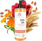 VITA OIL - Anti-striae-olie: zwangerschapsstriemen, verstevigende lichaamsolie, bestrijdt huidverslapping met 87%, verbetert het uiterlijk van de huid (amandelen, vitamine A en E) - 200 ml