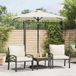 Prolenta Maison Exclusive Parasol met LED-verlichting en stalen mast, wit, 225x225x212 cm