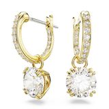 Swarovski Constella Oorhangers, Ronde slijpvorm, Wit, Goudkleurige toplaag