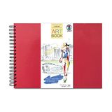 Ursus Kunstboek Creme, 200g/m² met spiraalbinding, waterafstotende hardcover robijnrood