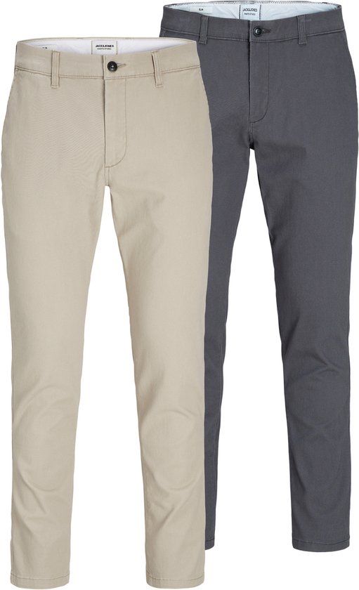 JACK&JONES JPSTMARCO JJDAVE 2PK MP NOOS Heren Broek - W28/L32 - Crockery/Asphalt - 2-Pack - Chino