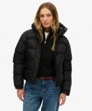 Superdry Zwarte Pufferjas met Capuchon Dames