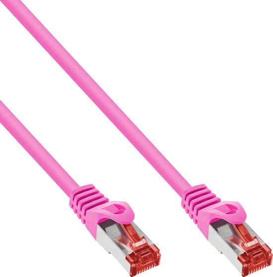 InLine® Patchkabel, S/FTP (PiMf), Cat.6, 250 MHz, PVC, koper, roze, 1,5m