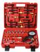 TU-443. Jeu de manomètres de pression de carburant - 30 pièces - 0–140 PSI / 0–10 bar - Échelle double de 90 mm - Soupape de sécurité - Convient aux moteurs à essence - Mallette de rangement incluse