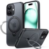 TORRAS UPro Ostand Spin Hoesje Geschikt voor Apple iPhone 17 - Compatibel met MagSafe - 360° Draaibare Magnetische Standaard - Back Cover Kickstand Ring - Zwart