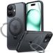 TORRAS UPro Ostand Spin Hoesje Geschikt voor Apple iPhone 17 - Compatibel met MagSafe - 360° Draaibare Magnetische Standaard - Back Cover Kickstand Ring - Zwart