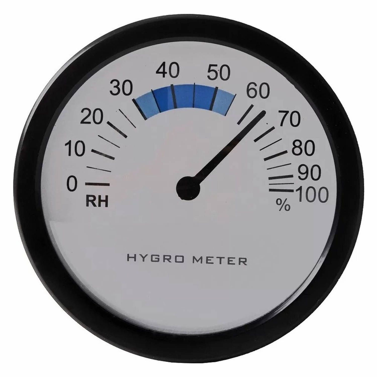 Hendrik Jan hygrometer/luchtvochtigheidsmeter - kunststof - zwart - Ø 8,5 cm