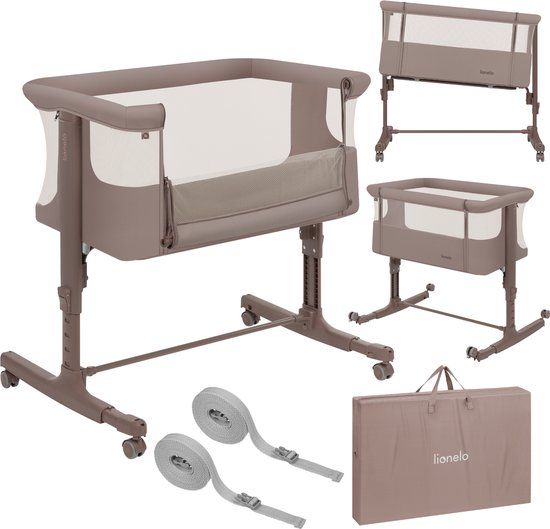 LIONELO Aurora 3in1 Co-sleeper - Babybedje tot 9 kg - Meegroeibed - Beige Taupe
