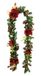 X'Mas Kerstslinger met kunstbloemen, amaryllis, dennenappels, bessen, bladeren, veren, glitter, met ledverlichting, werkt op batterijen, decoratie, Kerstmis, trap, open haard, meubels, muur, deur