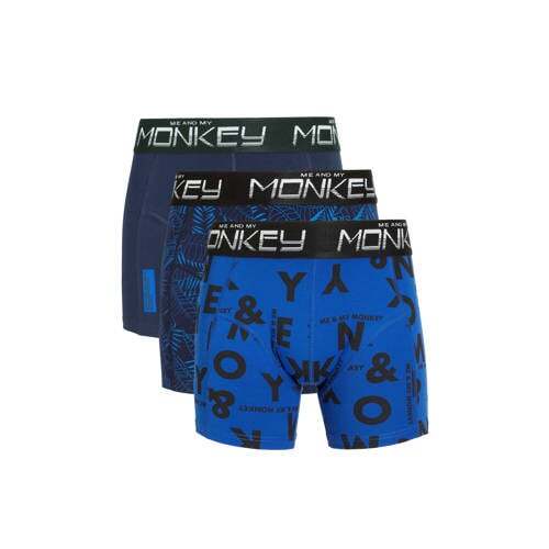 Me & My Monkey Me & My Monkey boxershort - set van 3 blauw