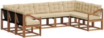 vidaXL - Hoek loungeset - 9 zitplaatsen - Acacia hout - Natuurlijk en beige
