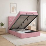 vidaXL - Ottoman Bed with Mattress and Headboard - Pink - 120 x 200 cm - Velvet