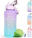 Unyqoos® bouteille d'eau 2 litre – sans BPA, bouteille de sport étanche avec marqueur de temps, bouchon refermable, bec verseur en silicone, poignée, violet