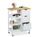 Relaxdays keukentrolley op wieltjes - met werkblad - 3 lades - 85 x 68,5 x 38,5 cm - wit