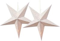Decoris Verlichte Kerstster - 2x - Wit - 60 cm - Papier - Op Batterijen