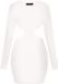 Faina Off-white Jurk met Lange Mouwen en Ronde Hals