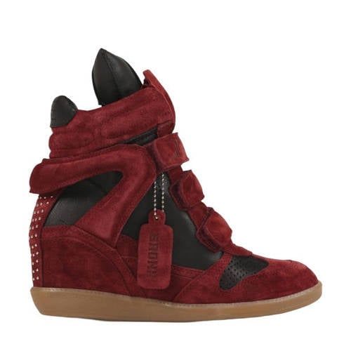 BRONX Jae-yy suède sneakers met sleehak bordeaux