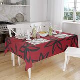Bonamaison Tafelkleed, Anti-Mold, Sneldrogend, Waterdicht, 100% Polyester Tafellaken, rood Zwart, 140 x 160 Cm