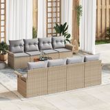 vidaXL Tuinbank - Set - 9 - st - Beige - poly - rattan