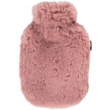Fashy Kleine warmwaterkruik met super zachte bekleding van hoogwaardig imitatiebont, roze, 0,8 l
