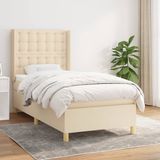vidaXL Boxspringbed met matras, stof, crèmekleurig, 90x190 cm