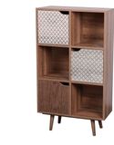 Urban Living BAOBAB Boekenkast met 6 vakken en 3 versierde deuren 60 x 29 x H105 cm