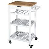 HOME DECO FACTORY HD7103 Desserte à Roulettes 40x62,5x85,5cm Rangement Nomade Cuisine Salle à Manger, Blanc Bois