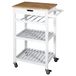 HOME DECO FACTORY HD7103 Desserte à Roulettes 40x62,5x85,5cm Rangement Nomade Cuisine Salle à Manger, Blanc Bois