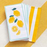 Talking Tables 16 x premium lange lunch citroenpapieren servetten - gestreepte gele wegwerpservetten - citrus gastendoeken dubbelzijdige serviettes voor decoupage voor buiten tuinfeesten picknicks 40