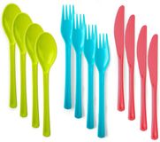 Plasticforte Bestek set van kunststof - 24x stuks - herbruikbaar plastic - 19 cm - BBQ / Verjaardag / Camping / Party - messen - vorken - lepels