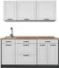 Vicco Eenpersoonskeuken R-Line, Wit landelijk/Antraciet, 160 cm goudkleurig eiken werkblad