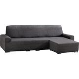 ECOMMERC3 Bankhoes voor chaise longue, kort hoekdeel rechts, elastisch, jacquard, chaise longue-bankhoes, donkergrijs, universele pasvorm, met schuimstoffen en antislip elastieken