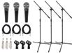 SubZero SZM-11S Dynamic Vocal Microphone with Switch, 3 Boom Stand Pack