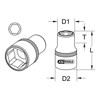 KS Tools KS Tools 1/4" CHROMEplus inbus, 5/16" Aantal:1