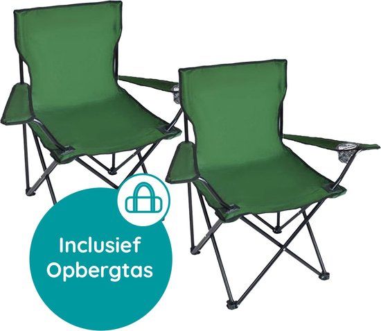 EASTWALL Opvouwbare Kampeerstoel 2-Pack - Groen - Klapstoel - Max 100 kg
