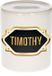 Bellatio Decorations Shoppartners Bv Spaarpot met voornaam Timothy - wit - met goud/zwart embleem - 8 x 9 cm - keramiek - met afsluitdop - cadeau verjaardag