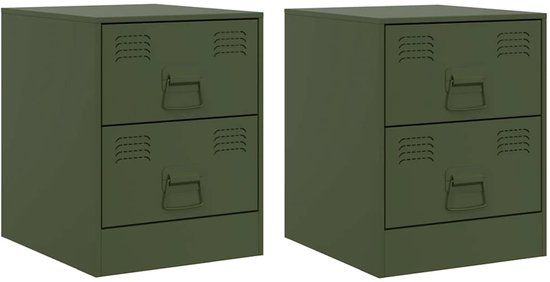 vidaXL Nachtkastjes 2 st 34,5x39x44 cm staal groen