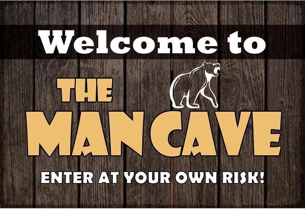 Retroborden.nl Wandbord - Welcome To The Man Cave - bruin - metaal - 20x30 cm