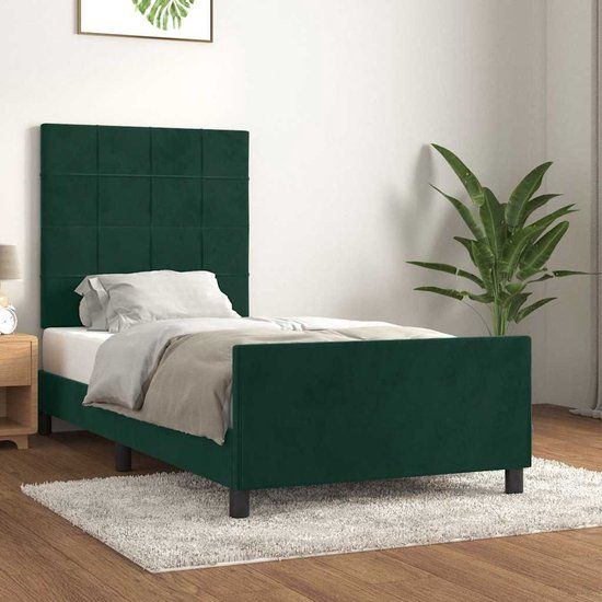 vidaXL Bedframe 120x200 cm Donkergroen Velours